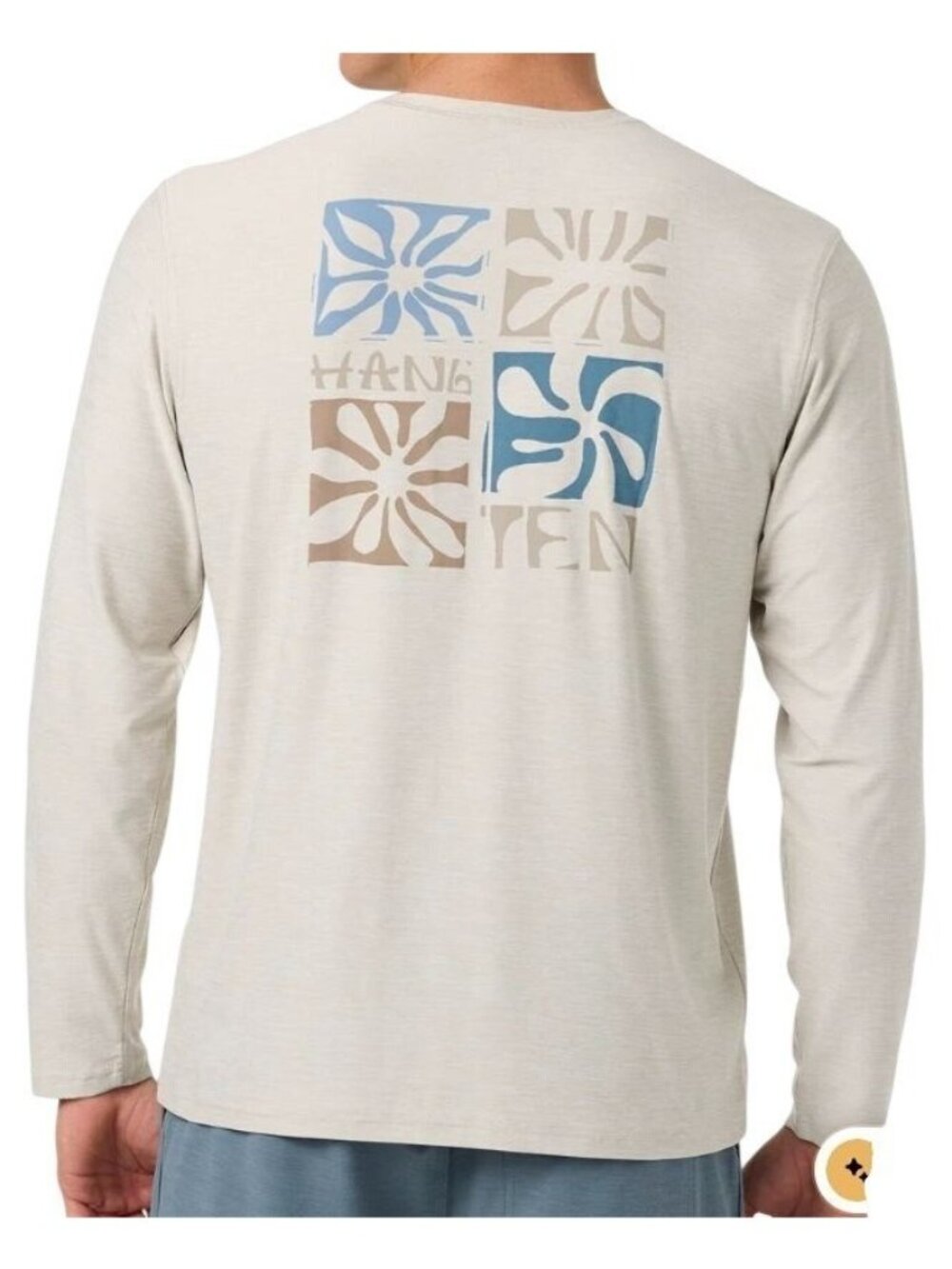 NWT Hang Ten Men's M Tan Long Sleeve Shirt With UPF 50+ UV Protection